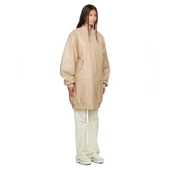 ❌❌❌SOLD!THE FRANKIE SHOP New Beige Jesse Faux-Leather Jacket NWT! Size XS-S - Picture 3 of 15